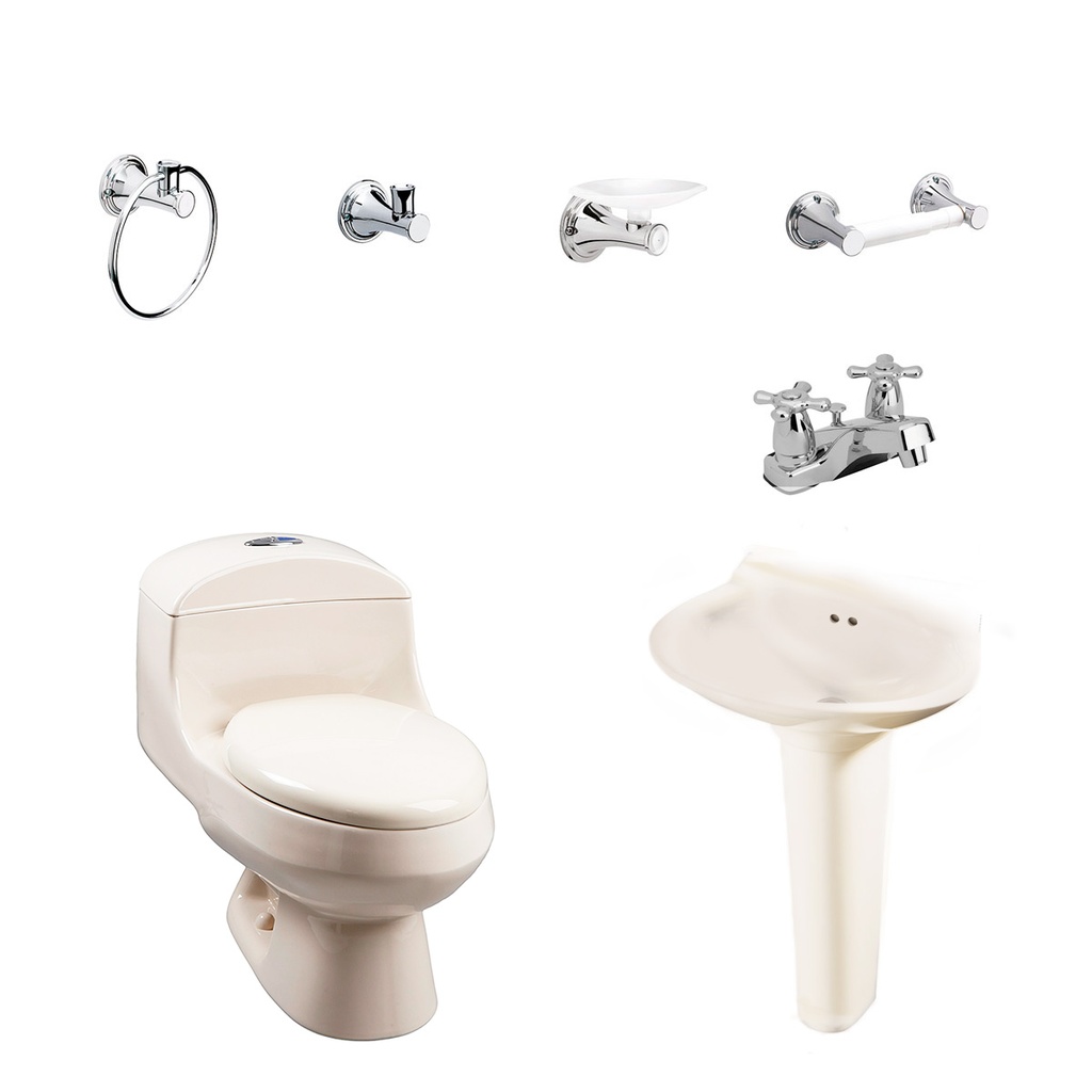 COMBO SANITARIO MONTECARLO SINGLE BEIGE REDOND CORONA