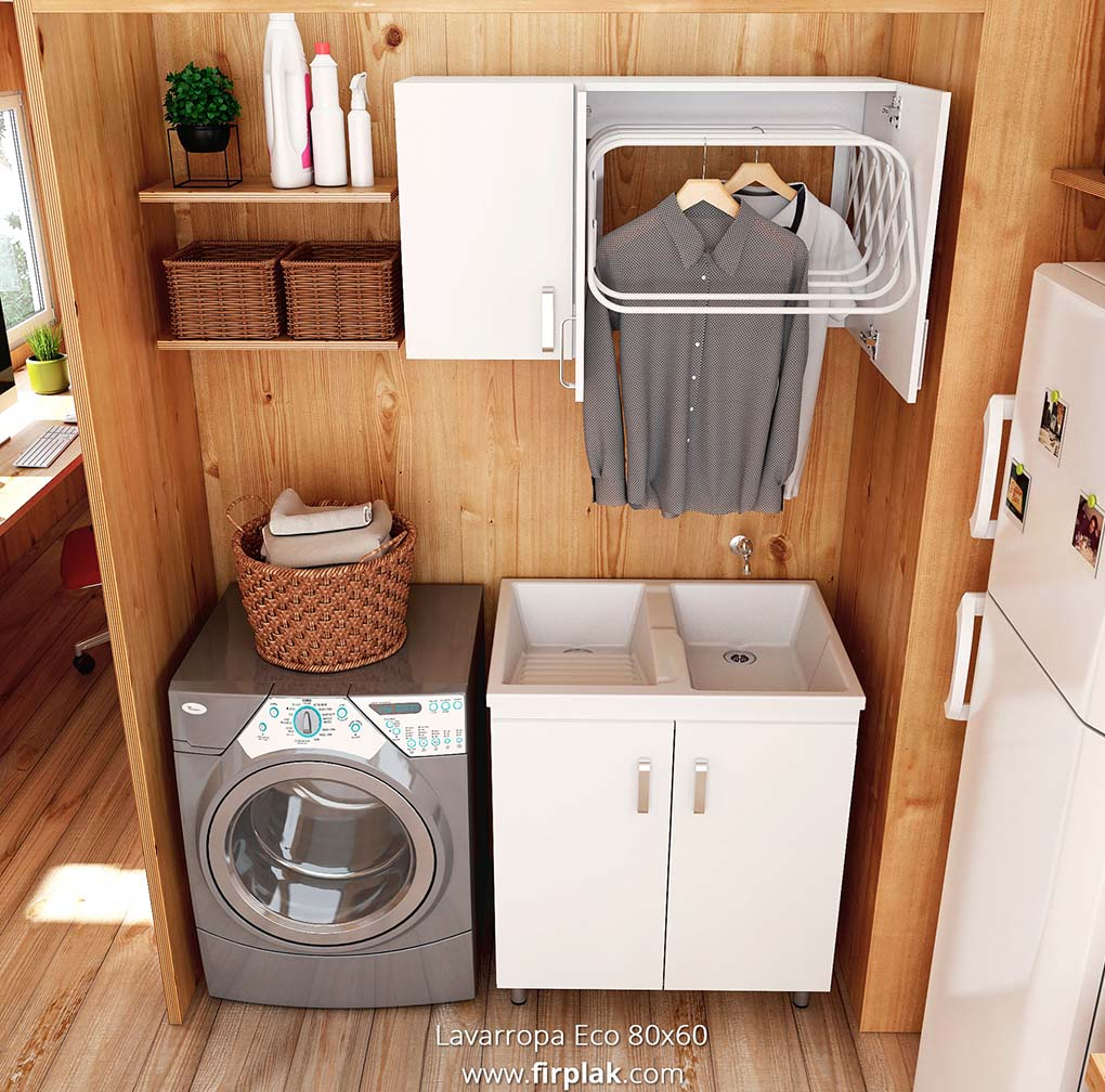 [MLM003] MUEBLE LAVADERO 80X60 BLANCO/ RH FIRPLAK