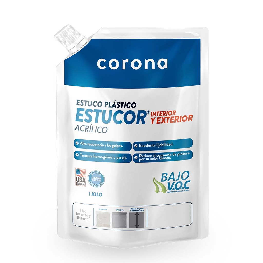ESTUCOR ESTUCO PLASTICO 1KG BOLSA CORONA
