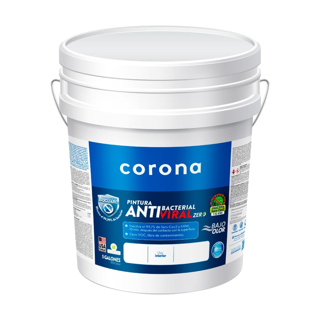 PINTURA ANTIBACTERIAL SATINADA BCO 5 GL CORONA