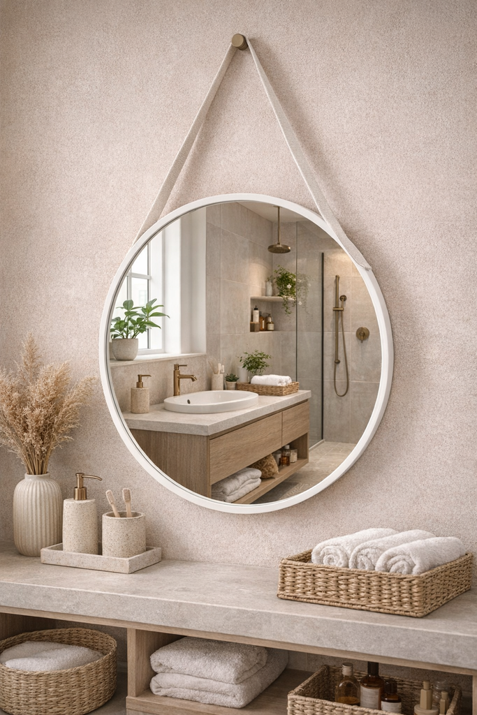 ESPEJO MARCO EN HIERRO CON REATA 60 BLANCO H 915BL M&C