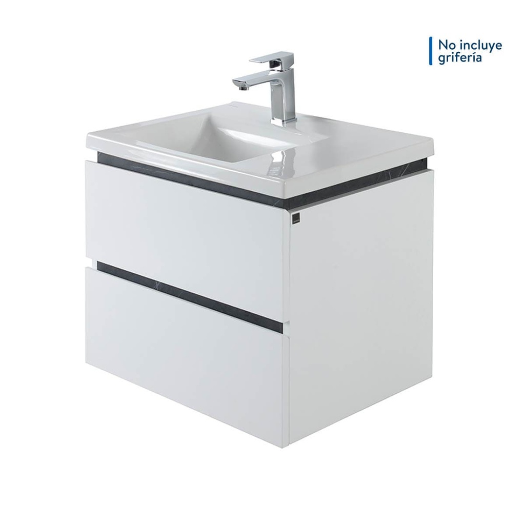 [MBF041] COMBO MUEBLE BAÑO EL PONTUS PLUS BLANCO-ONIX 60X45 RH CON LVM CORONA