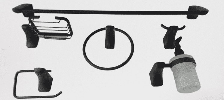 [GA6023] ACCESORIOS DE BAÑO MILANO NEGRO 6000B-S X 6PZ TU CASSA