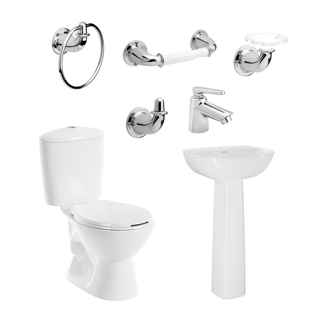 COMBO MANANTIAL PRO REDONDO CON PEDESTAL BLANCO CORONA