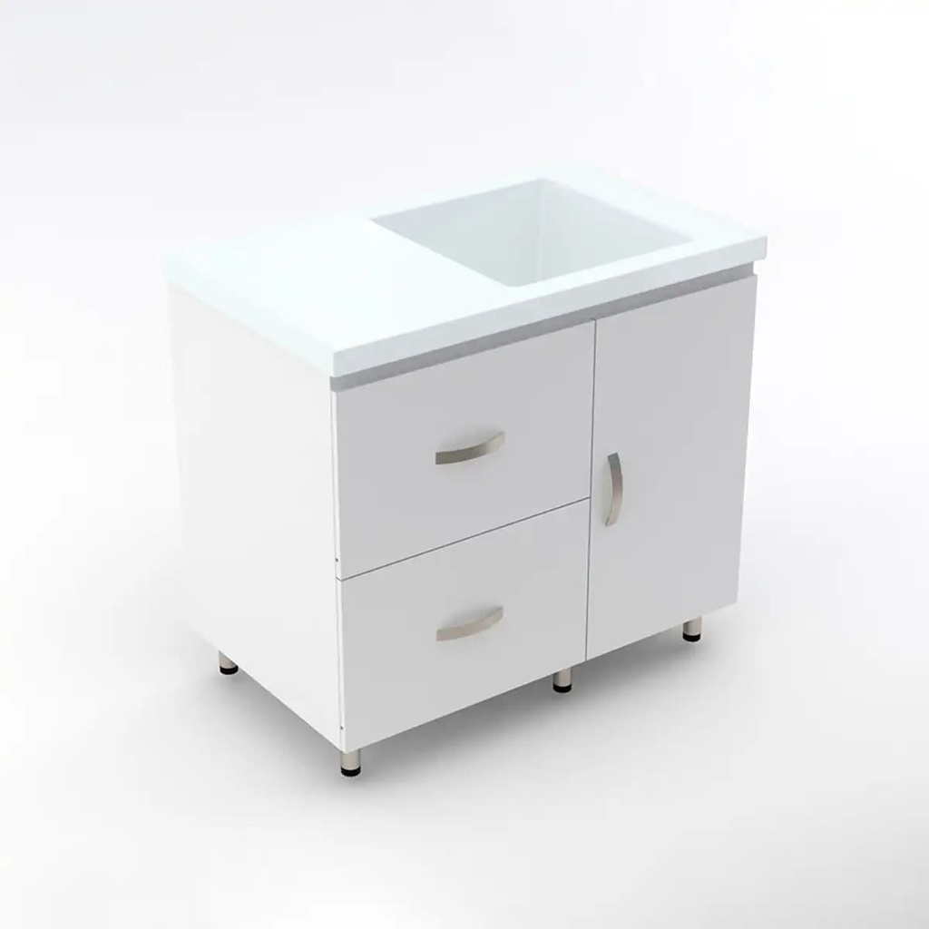 [MLM018] COMBO LAVADERO PRO IZQ. + MUEBLE RH PRO  BLANCO  100X60 CM FIRPLAK