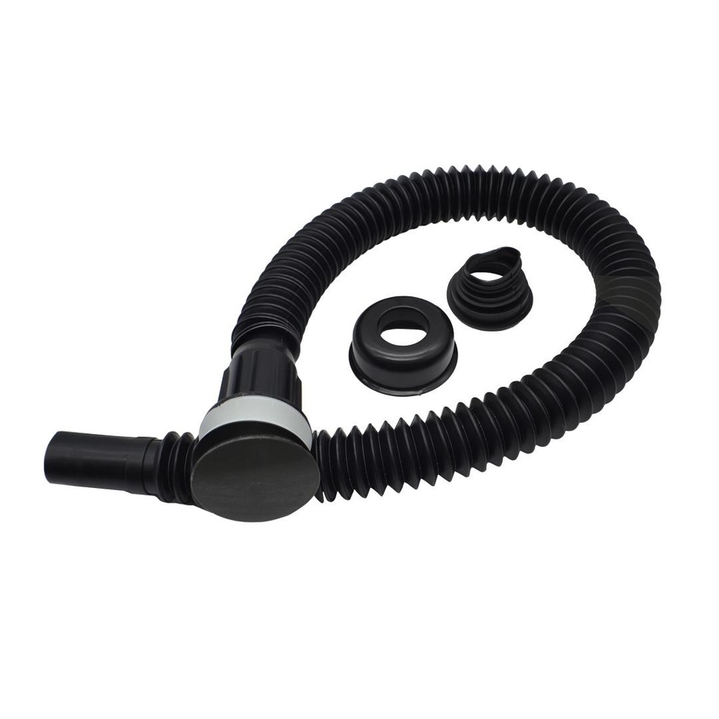 SIFON FLEXIBLE CON DESAGUE PUSH NEGRO PARA LAVAMANOS HC