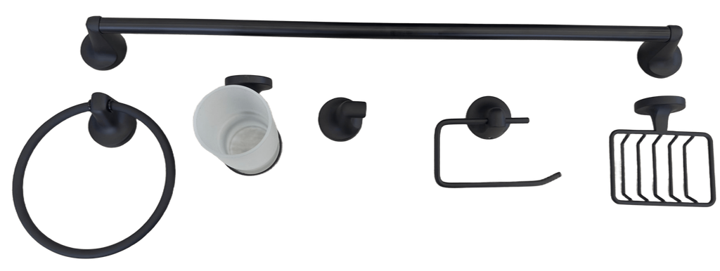 ACCESORIOS DE BAÑO MILAN NEGRO 6PIEZAS RE