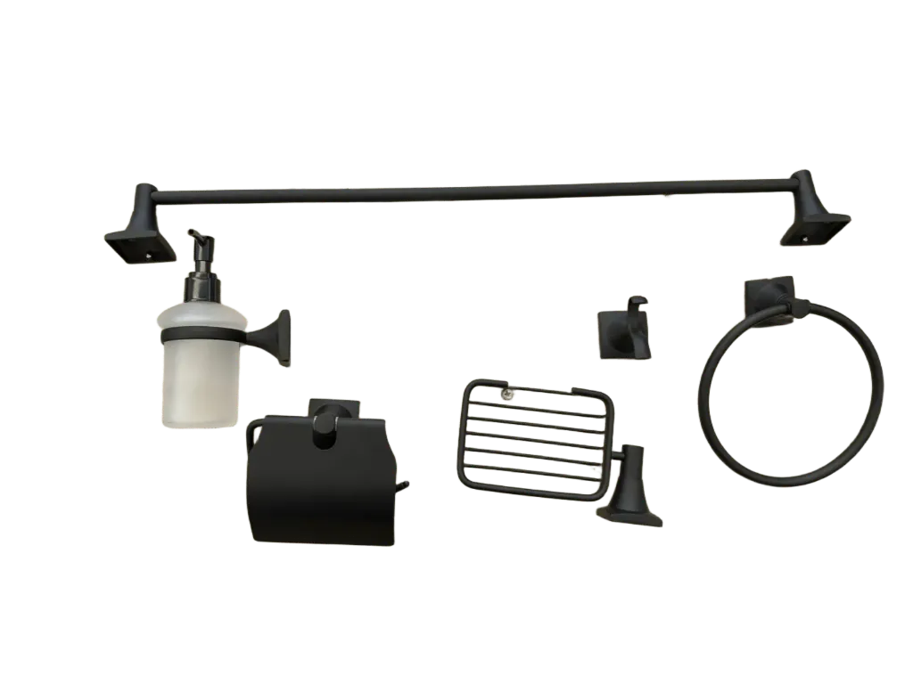 [GA6036] ACCESORIOS BAÑO XCARET 6PIEZAS MATEBLACK TU CASSA