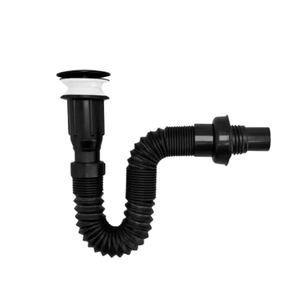 SIFON FLEXIBLE CON DESAGUE PUSH MATEBLACK IMP
