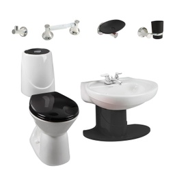 [PCP005] COMBO SANITARIO HAPPY CON SEMI PEDESTAL NEGRO CONS/P HOME CORONA