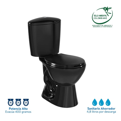 [PST010] SANITARIO MANANTIAL PRO NEGRO CORONA