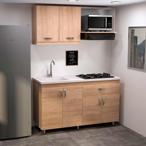 [MCU001] KIT COCINA MUEBLE SUPERIOR E INFERIOR ROVERE 150cm FIRPLAK