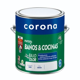 [AV1006] PINTURA BAÑOS Y COCINAS BLANCO 1/4 GL CORONA