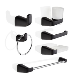 [GA6014] ACCESORIOS DE BAÑO CASCADE MATEBLACK 6PIEZAS CORONA