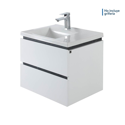[MBF041] COMBO MUEBLE BAÑO EL PONTUS PLUS BLANCO-ONIX 60X45 RH CON LVM CORONA