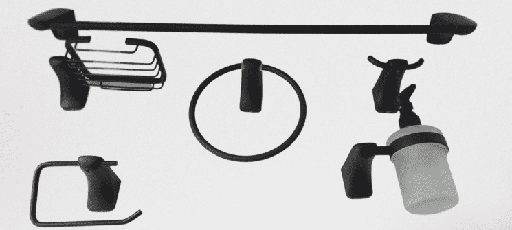 [GA6023] ACCESORIOS DE BAÑO MILANO NEGRO 6000B-S X 6PZ TU CASSA