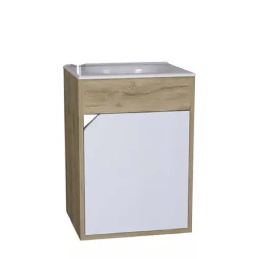 [MBF054] COMBO MUEBLE BAÑO EL ALUVIA BICOLOR MACAD-BLANCO 40X35 RH CON LVM CORONA