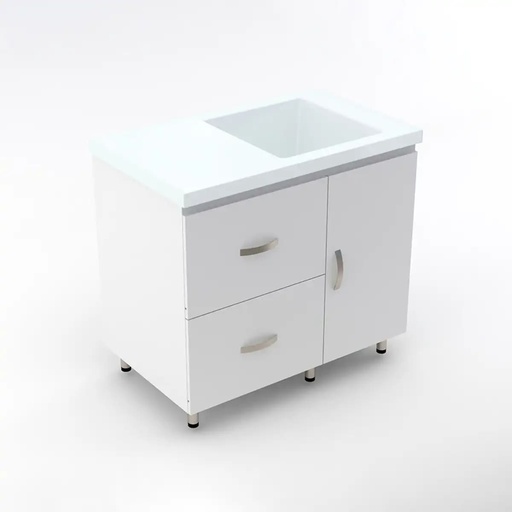 [MLM018] COMBO LAVADERO PRO IZQ. + MUEBLE RH PRO  BLANCO  100X60 CM FIRPLAK