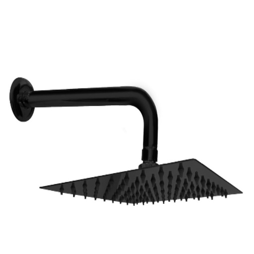 [GDR048] REGADERA CON BRAZO SLIM CUADRADA 8" NEGRO MATE STRETTO