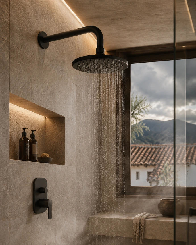 La Regadera Koral Mate Black Corona distribuye el agua de forma uniforme y con buena presión, dándote una experiencia de baño cómoda mientras cuidas el consumo. Su acabado negro mate le suma un toque moderno a cualquier ducha.