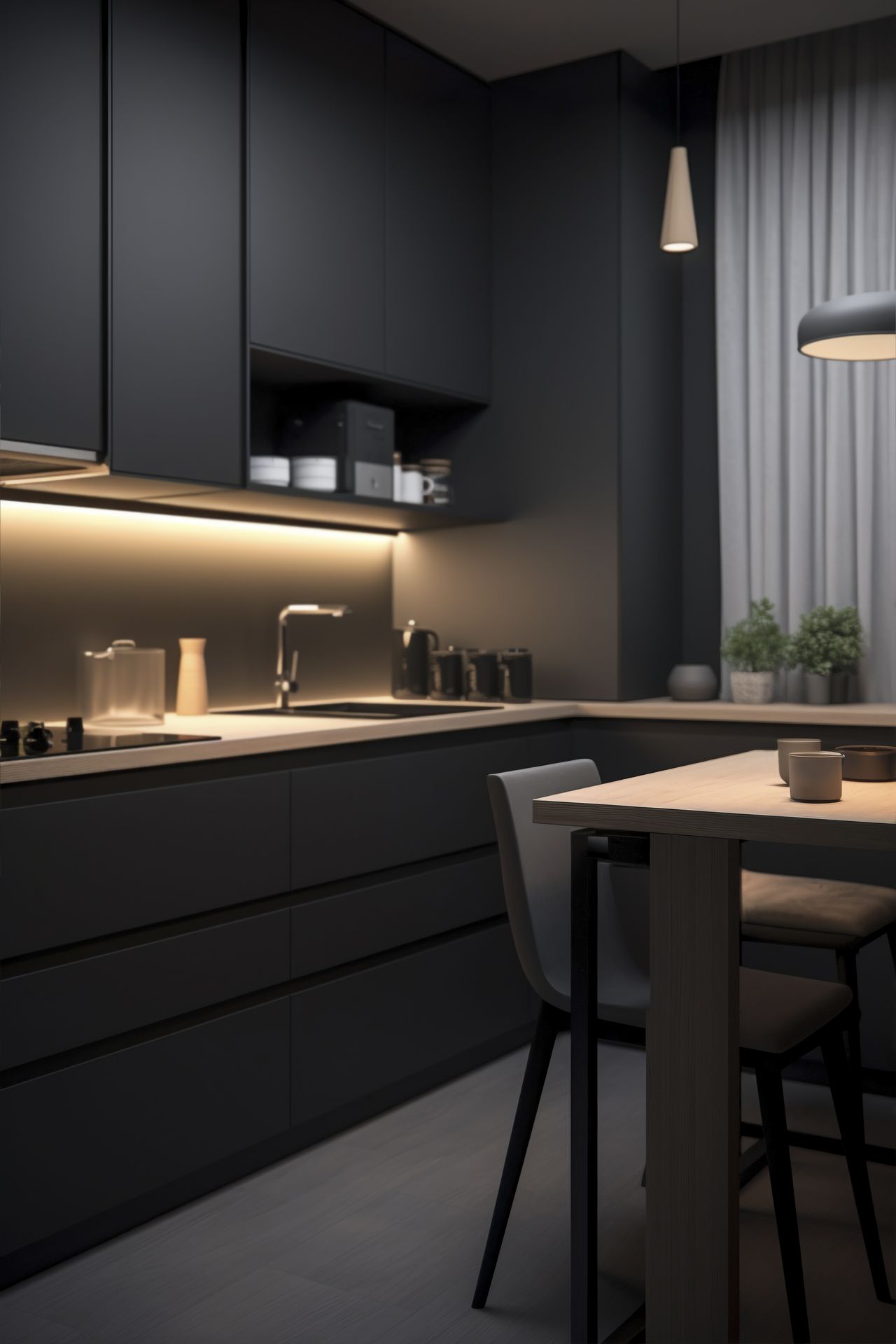 cocina de color negro mate