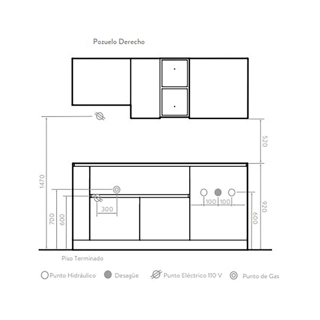 COCINA SAVONA COÑAC TAUPE 1.80 DERECHA