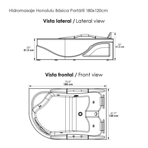 HIDROMASAJE HONOLULU BASIC PORTÁTIL 181X123CM FIRPLAK