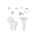 Combo de bano con accesorios corona combos smart alongado blanco