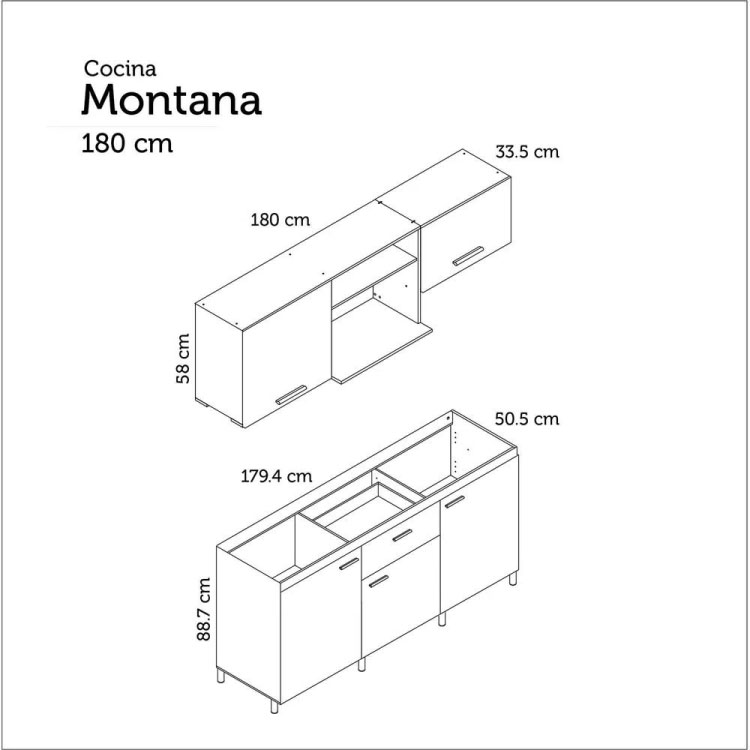 Cocina Integral Socoda Montana, mueble superior e inferior