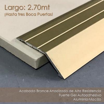 RAMPA AUTOADHESIVA EN ALUMINIO MATT BRASS 10MMX2.7M GENESIS