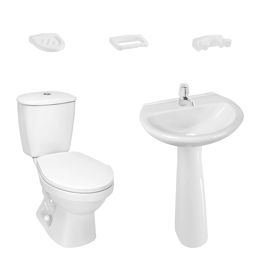 [PCP003] COMBO SANITARIO LAGUNA CON PEDESTAL BLANCO CONP.AS CORONA