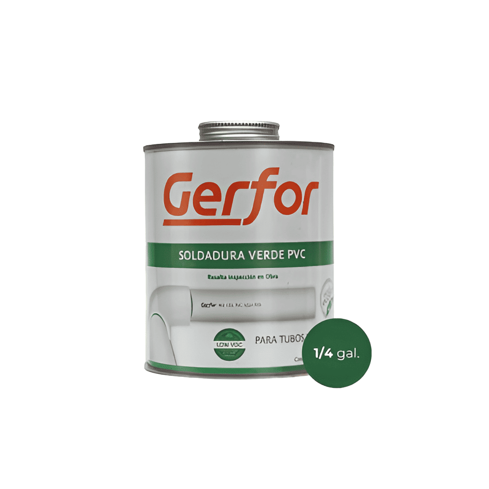 SOLDADURA VERDE GERFOR. PVC 1/4 GAL. 1/4 GAL GERFOR