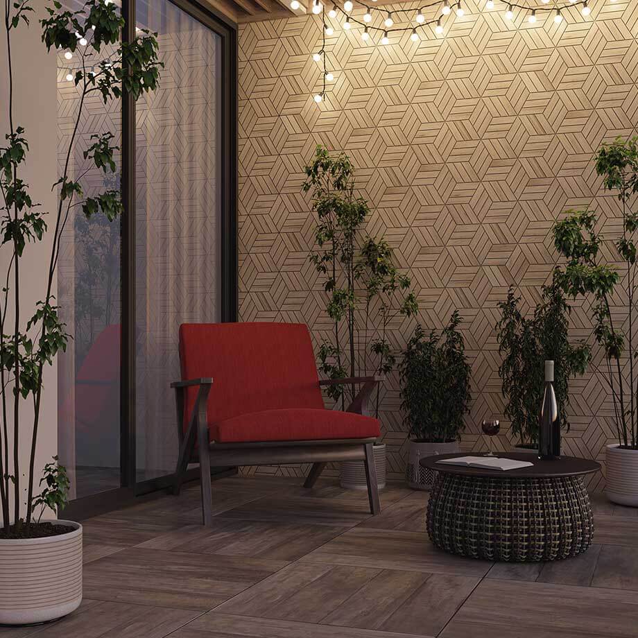 MALLA HEXAGONO NOGAL BEIGE 21X21 ALFA