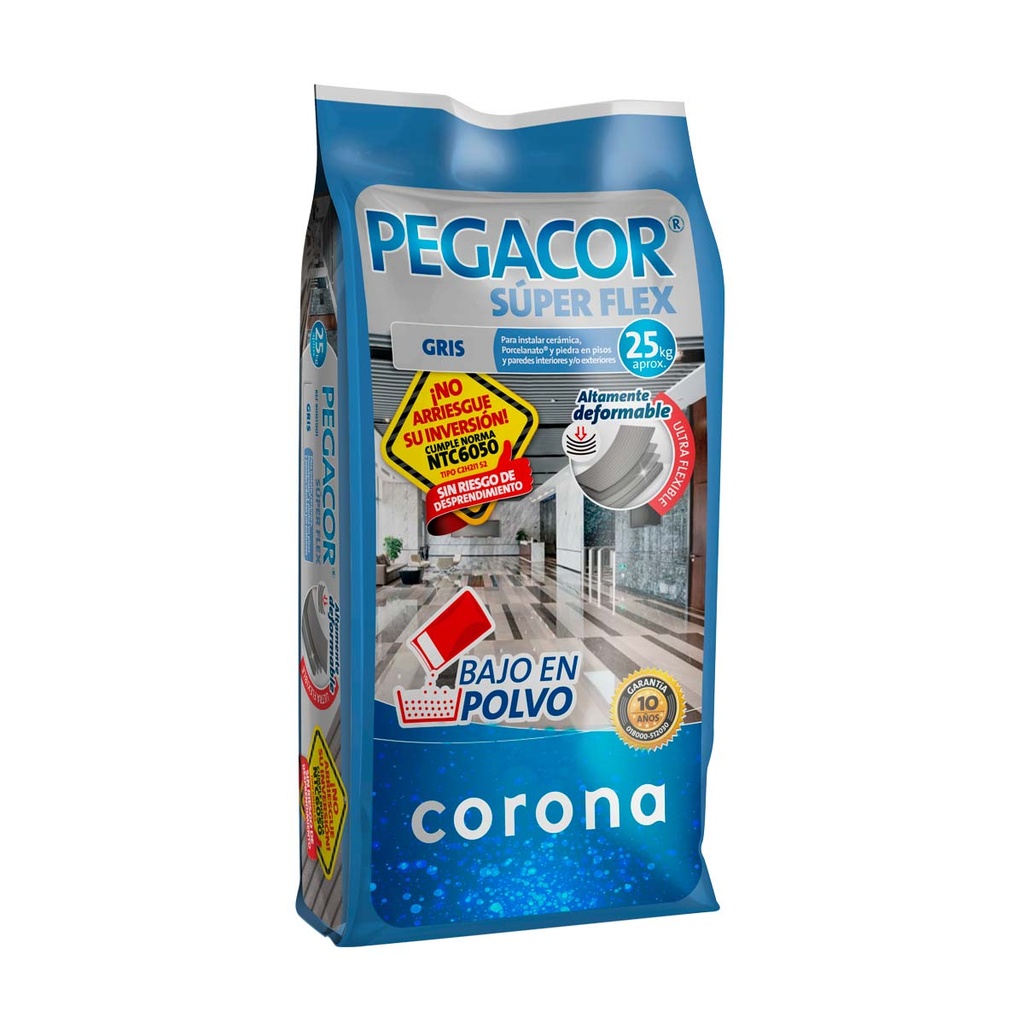 PEGACOR SUPERFLEX GRIS X 25 KG CORONA