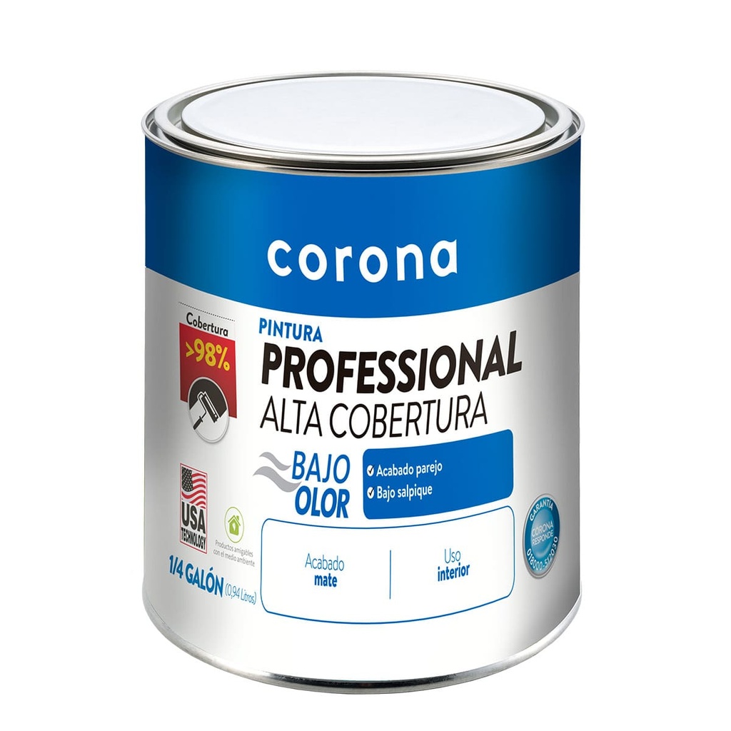 PINTURA PROFESSIONAL ALTA COBERTURA OCRE 1/4 GL CORONA