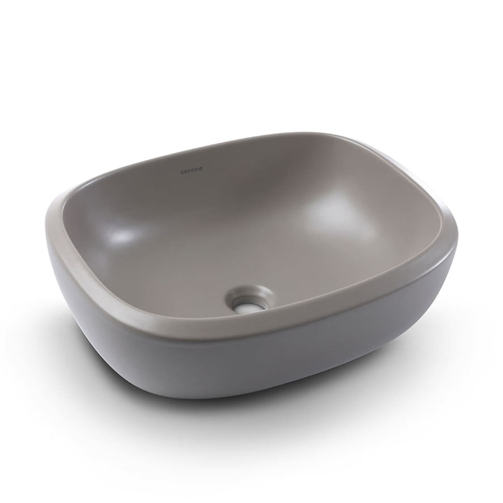 [PLV056] LAVAMANOS CASCADE MATE TAUPE CON DES. CORONA
