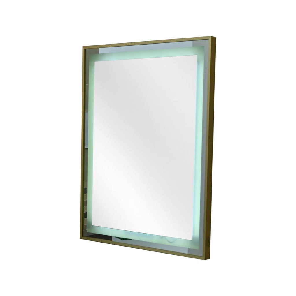 ESPEJO LED VERT. RECTANGULAR MARCO DORADO 80X60 IMP