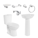COMBO SANITARIO ALUVIA ALONGADO CON PEDESTAL BLANCO CORONA