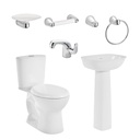 COMBO SANITARIO ALUVIA PLUS REDONDO CON PEDESTAL BLANCO CORONA