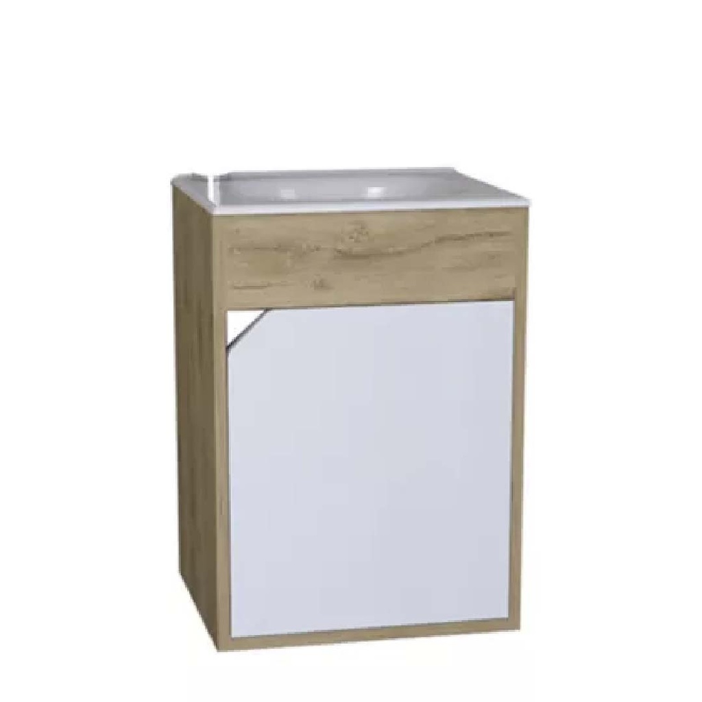[MBF054] COMBO MUEBLE BAÑO EL ALUVIA BICOLOR MACAD-BLANCO 40X35 RH CON LVM CORONA