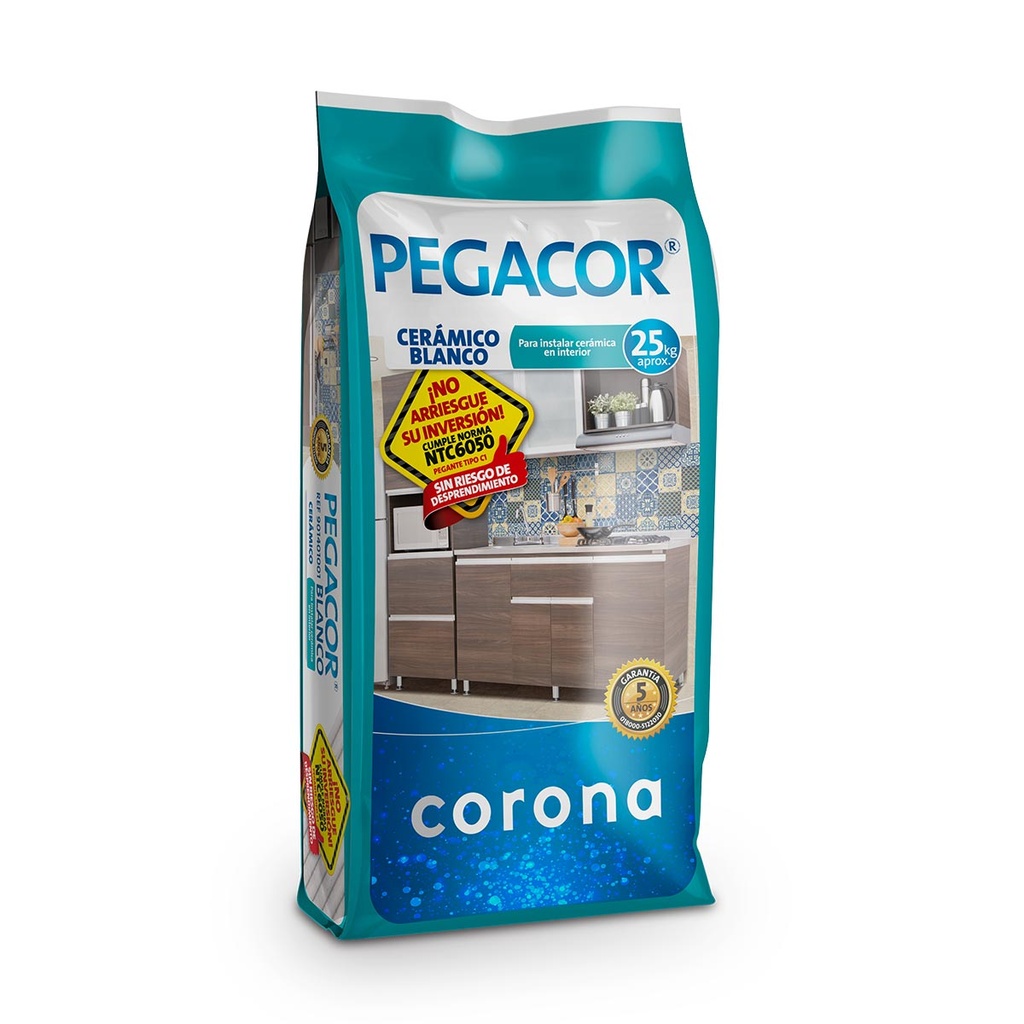 [APC013] PEGACOR CERAMICO BLANCO 25 KG CORONA