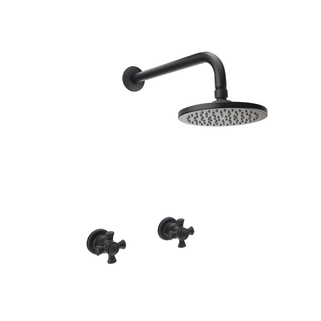 CONJ. MEZCL. DUCHA BALTA 8" CTA CON REGADERA KORAL MATEBLACK CORONA
