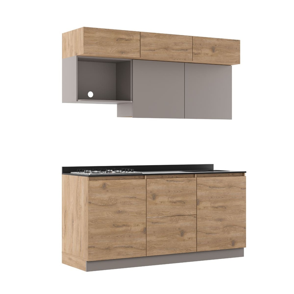 COCINA BILBAO 1.80 DER. CON MEZON SINTEREDSTONE NEGRO CORONA