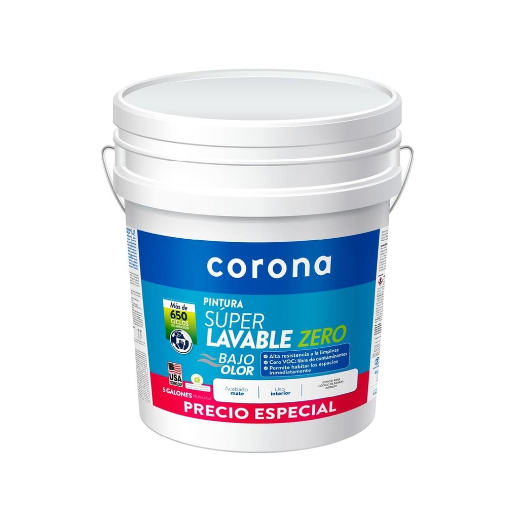 PINTURA SUPERLAVABLE SUPER BLANCO 5GL CORONA
