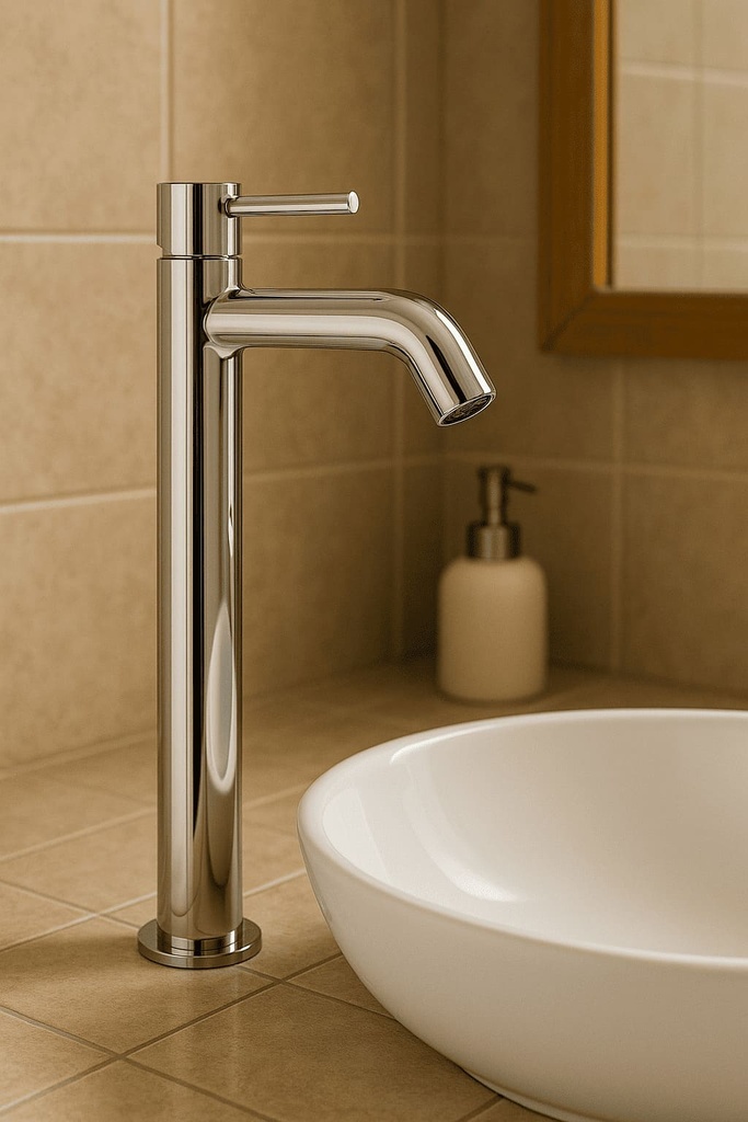 LLAVE SENCILLA LAVAMANOS ALTO VERA CROMO CORONA 