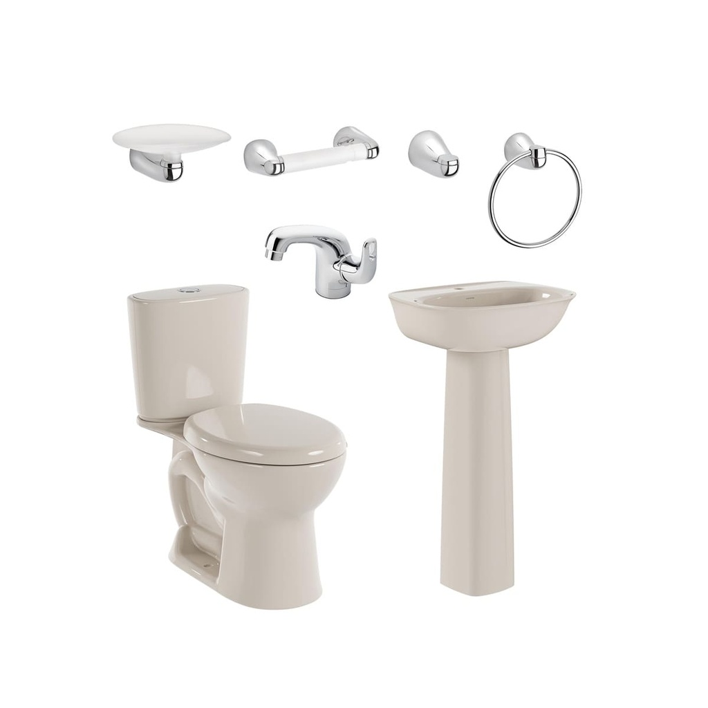 [PCP030] COMBO SANITARIO ALUVIA PLUS REDONDO CON PEDESTAL BONE CORONA