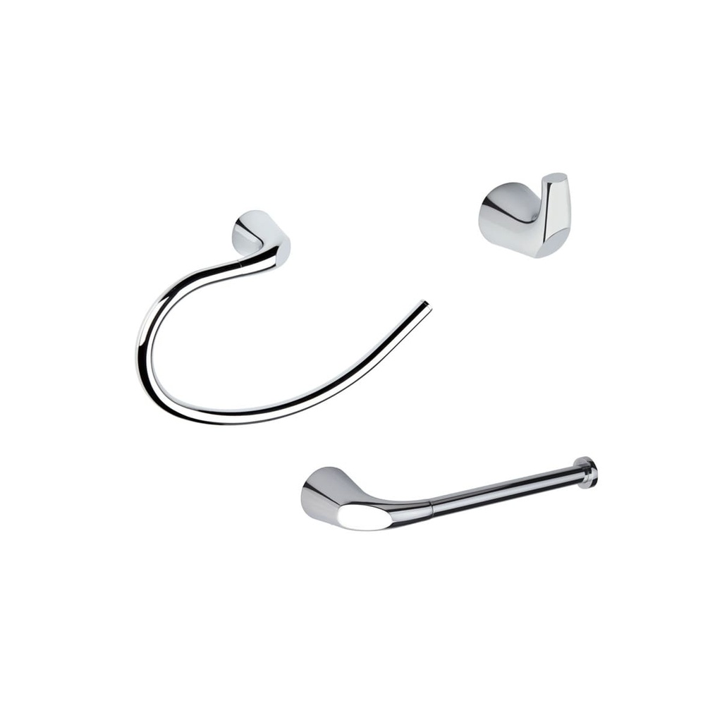 [GA3007] ACCESORIOS DE BAÑO KORAL CROMO 3PIEZAS CORONA