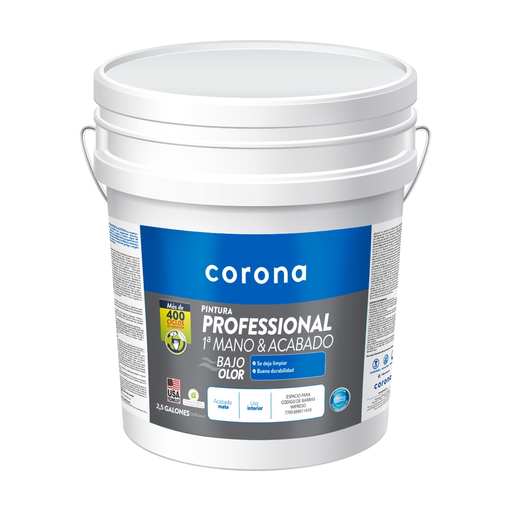 [AV1014] PINTURA PROFESSIONAL T1 1A MANO BLANCO 2.5 GL CORONA