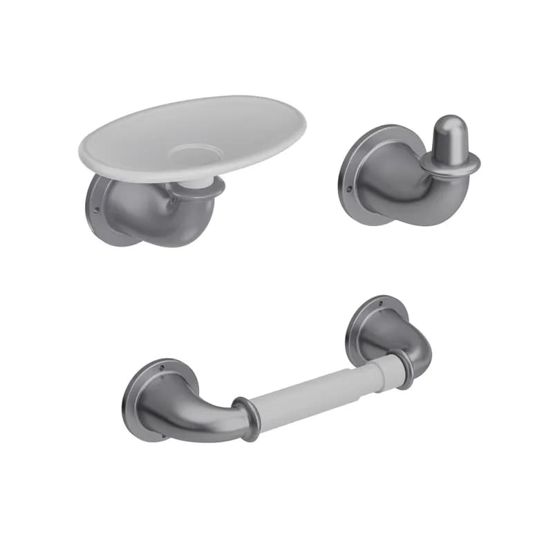 ACCESORIOS DE BAÑO VALENCIA 3PIEZAS GRIS CORONA