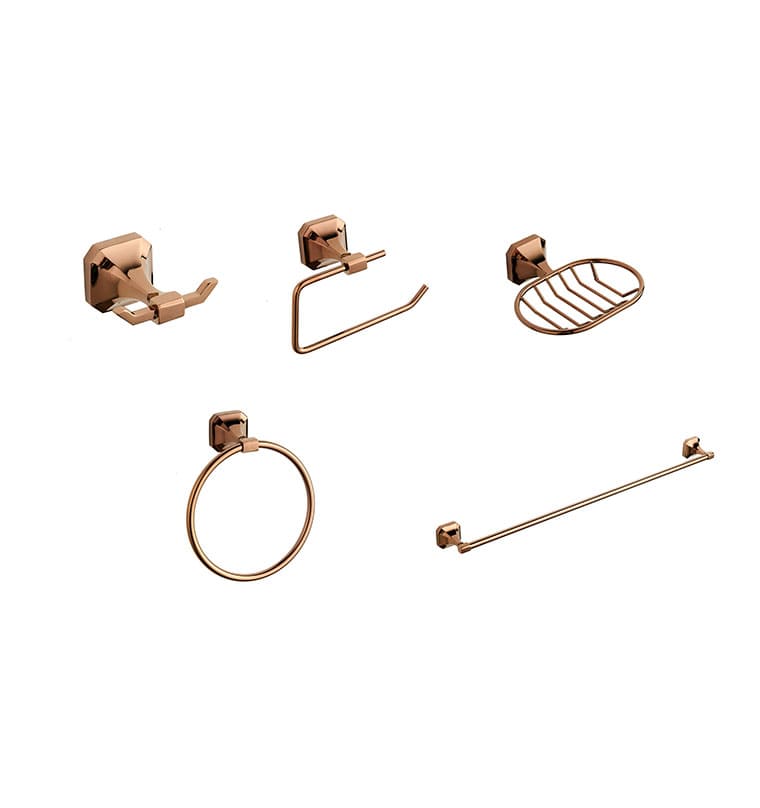 [GA5010] ACCESORIOS BAÑO TENNESSEE-B ORO ROSA 5PIEZAS KLIPEN